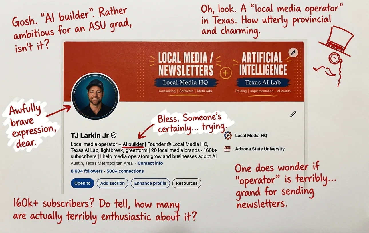 Example roast: Uppity British × LinkedIn